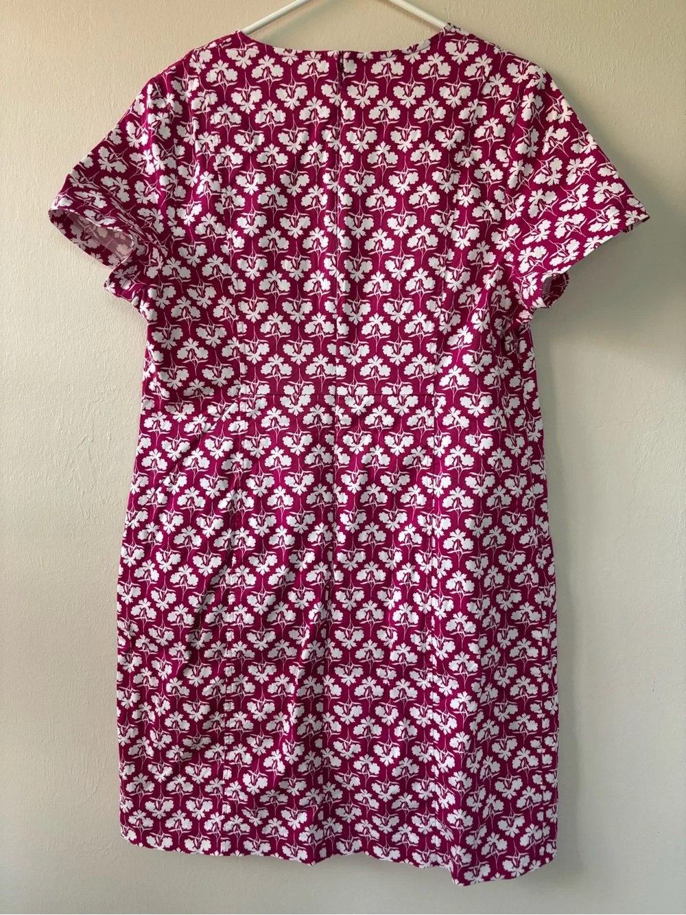 Boden Women’s Size 14 R Dress Pink And White Floral V Neck Pockets